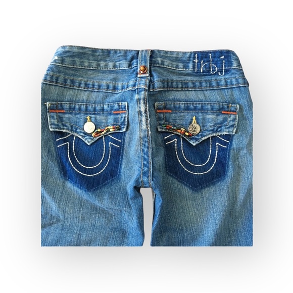 HTF: new True Religion ❉ Joey Vintage Beaded Cropped Crop Jeans ❉ Saddle Back 25 - Picture 5 of 17